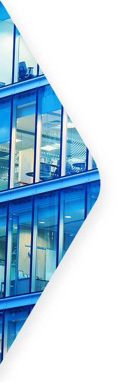 Side triangle with blue glass office windows