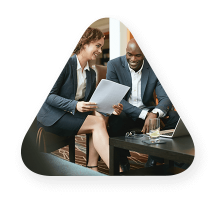 Two people in a meeting