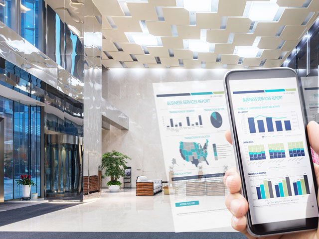 mobile phone with smart office displayed