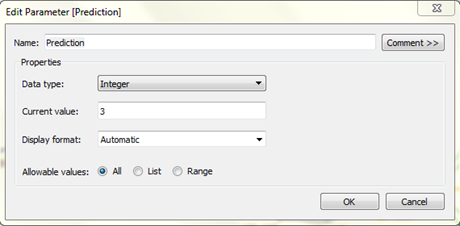 Tableau Parameter Field
