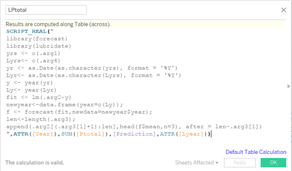 Tableau RScript