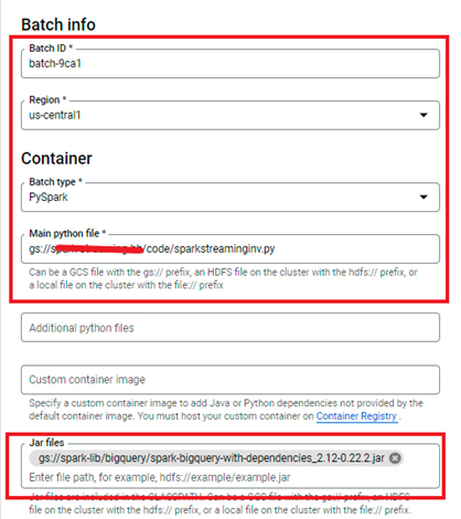 configuring Serverless Spark batch in Google Cloud Platform - TEKsystems