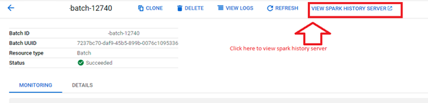 how to view Serverless Spark Dataproc batch history - TEKsystems