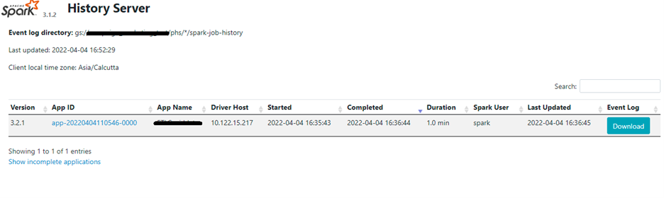 how to view the Persistent History server logs in Serverless Spark - TEKsystems