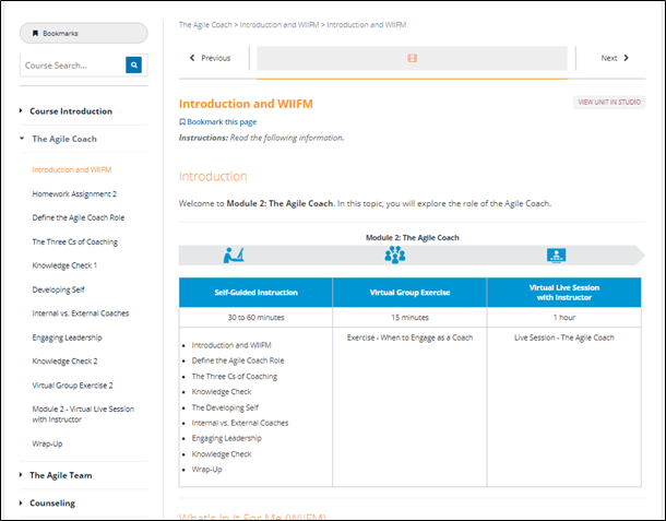 screenshot of learning and coaching platform dashbaord 