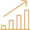 orange increasing bar chart automation icon