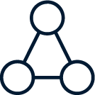 icon: three connecting silos. 