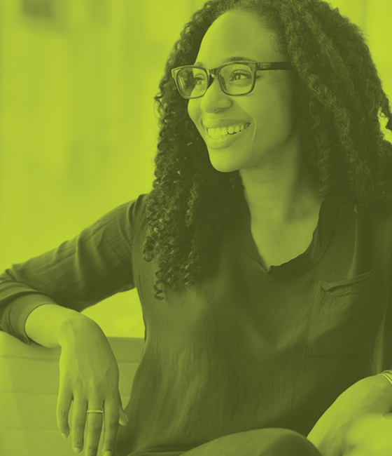a woman with glasses
