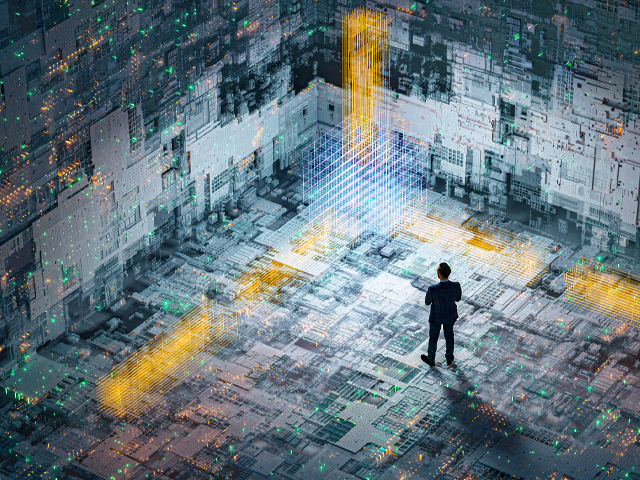 a man looking at cloud data