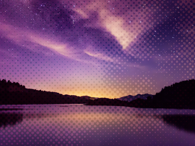 data driven achievement represented through a magestic lake and forest scene at dusk