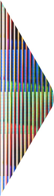 Narrow triangle with pattern of multicolored narrow lines like the multiple elements of a well-executed IAM programme