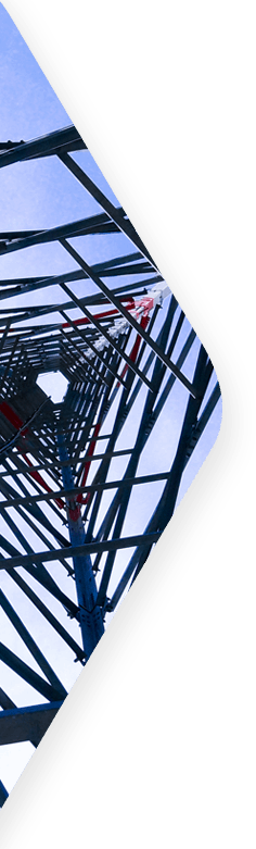 side triangle shape looking up into a cell tower