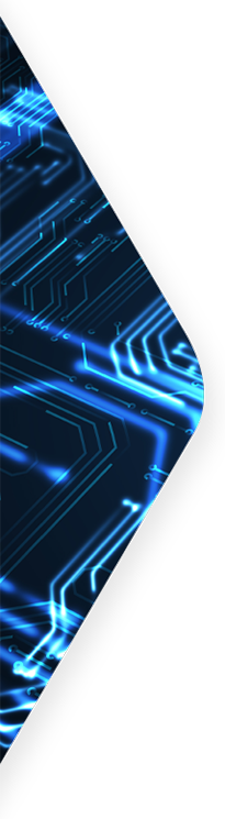 Narrow triangle with blue outline of a circuit board