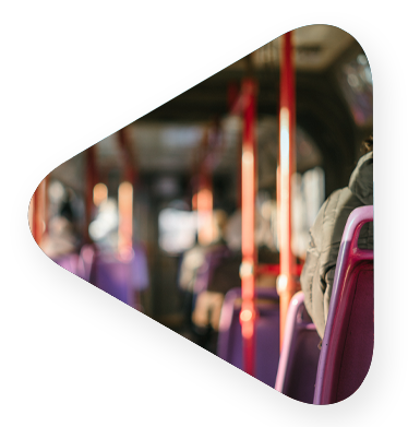 inside seated view of public transit vehicle