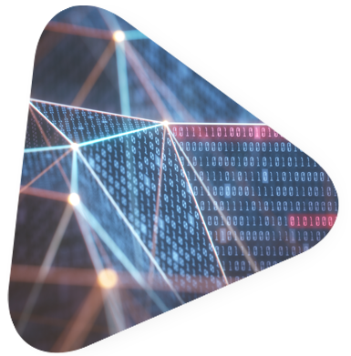 Sideways triangle with a digital background