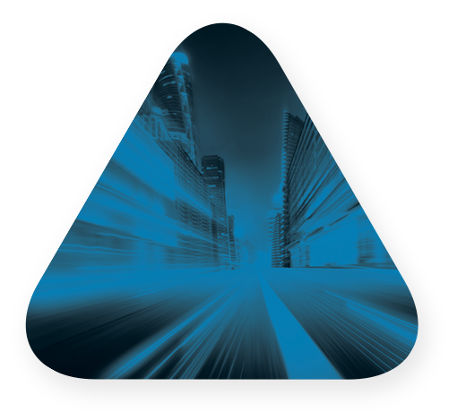 a blue overlay of the sity streets