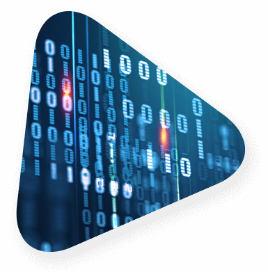 neon glowing binary code on a dark blue background
