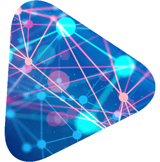 abstract cloud connections in blue, pink and purple.