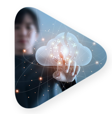 a woman touching the Google cloud