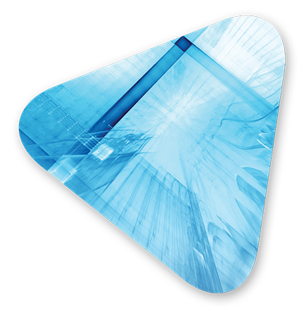 Triangle containing a grid of blue light