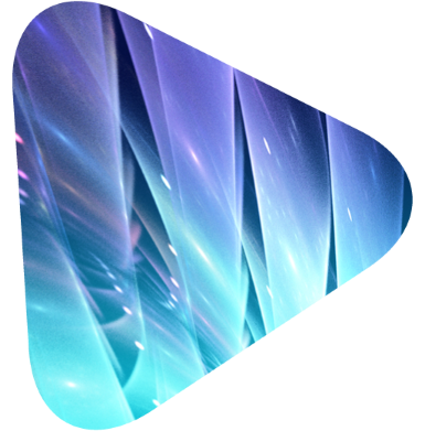 Sideways triangle with blue waves of light