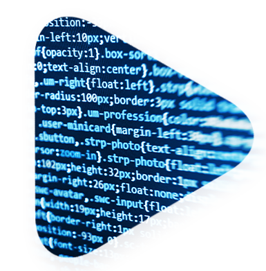 triangle cut out of computer code in white text on a navy blue background
