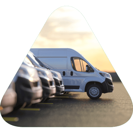 A fleet of vans in a triangle