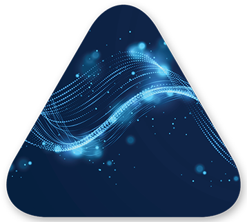 Pale blue light forms wave patterns on a dark blue background connecting points like connecting with customers through content