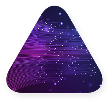 Ends of fiber optic wires on a purple background for transmitting data