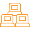 orange enterprise applications icon depicted with three computers