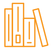 orange vertical sitting books depicting higher education icon