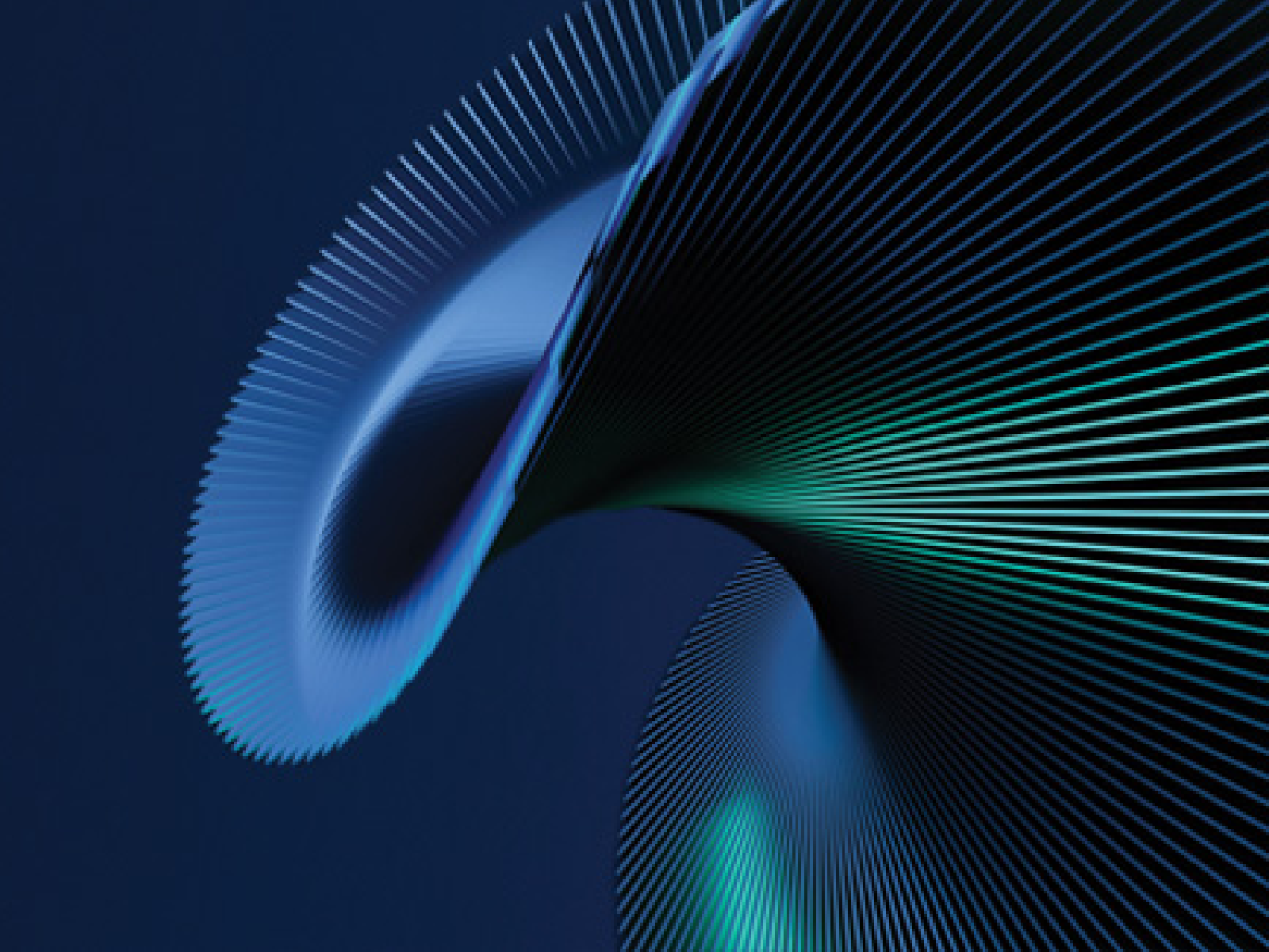 Abstract blue and green digital graphic with flowing lines, representing the concept of digital transformation, data flow, or hybrid integration strategies. 