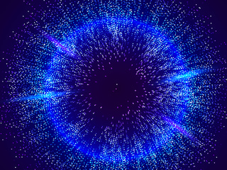 Burst color vector background. Geometric dynamic particles explosion concept representing AI based conversational chatbots