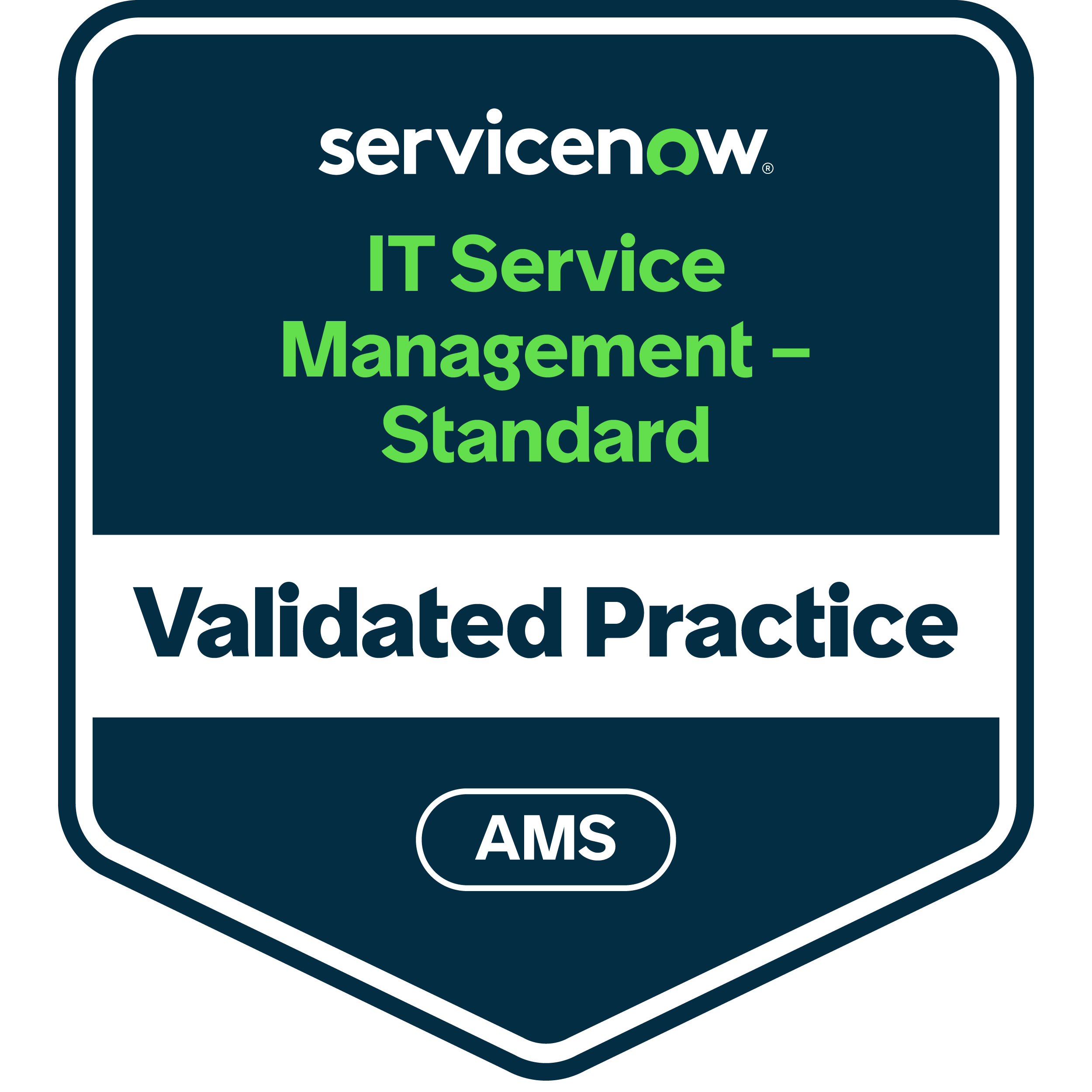 servicenow IT Service Management – Standard Validated Practice AMS Badge