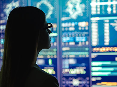 Person looking at data display