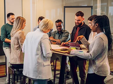 Group of people discussing strategy