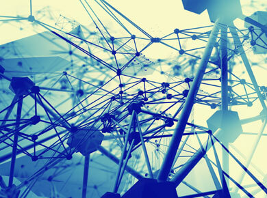 Blue chain of links and connections