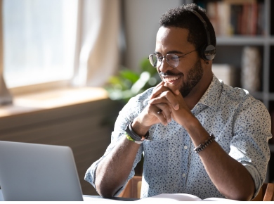 man working at a laptop