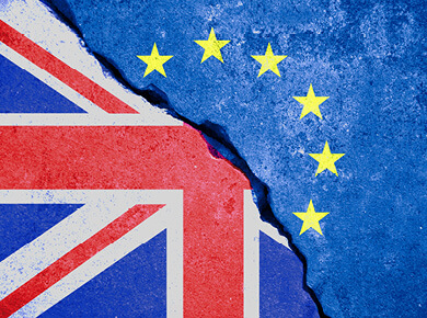 torn UK and EU flag