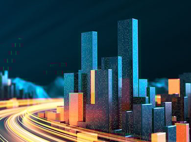 City with light streaks