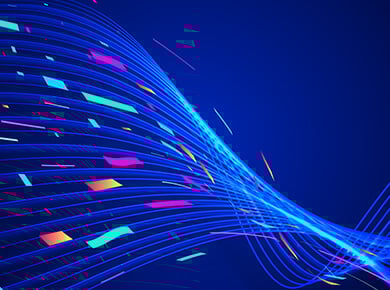 digital specks over a blue gradient background