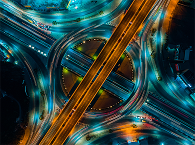 A busy yet functional traffic interchange alluding to data's role in workforce reentry