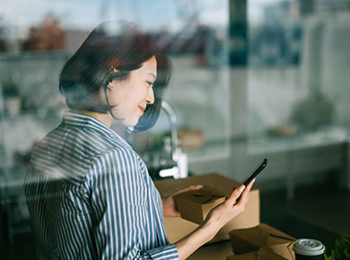 Lady using mobile phone