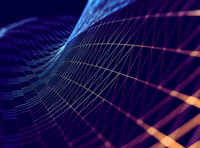 Blue triangle with multicolour vector grid