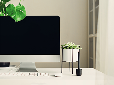 The desktop setup for a person working from home effectively