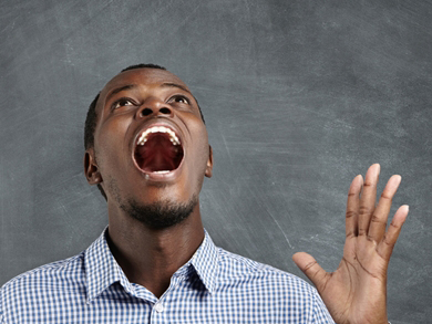 young professional shouting