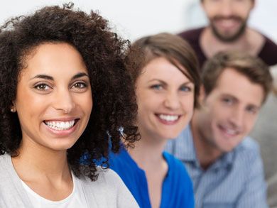 group of job candidates smiling