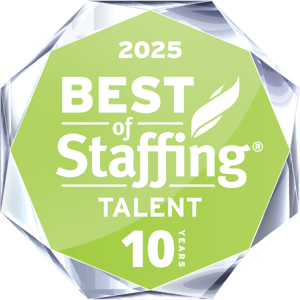 2025 Best of Staffing Talent 10 year award badge