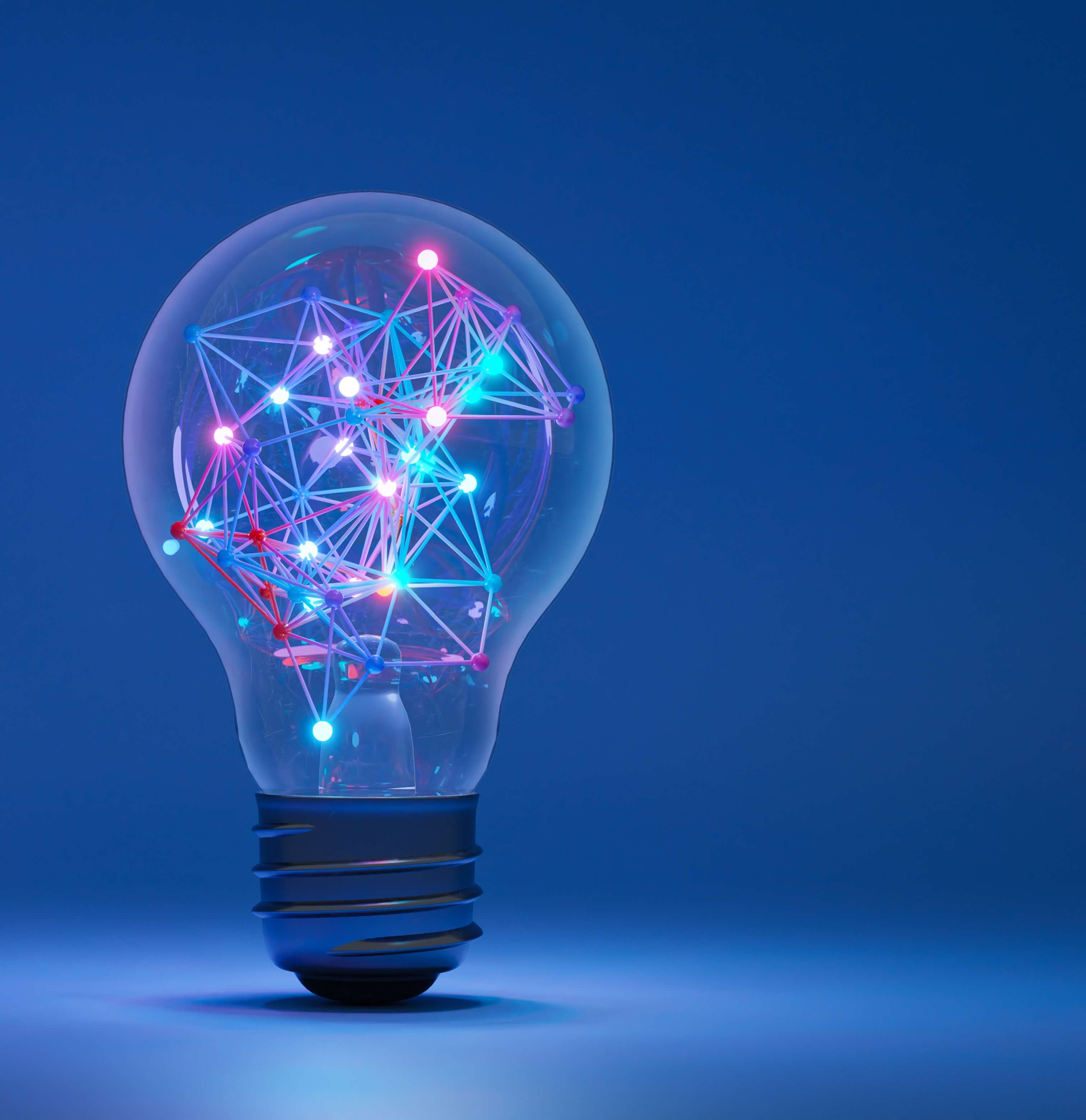image of a lightbulb on a blue background.