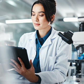 Medical professiona reviewing chart on the mobile device